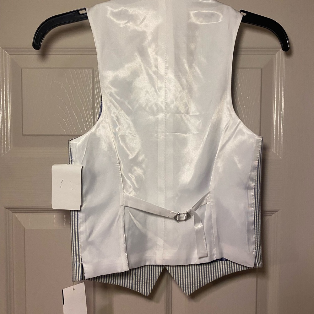 NWT Lauren Ralph Lauren Boys Seersucker Blue & White Stripe Vest Classic - Picture 3 of 4